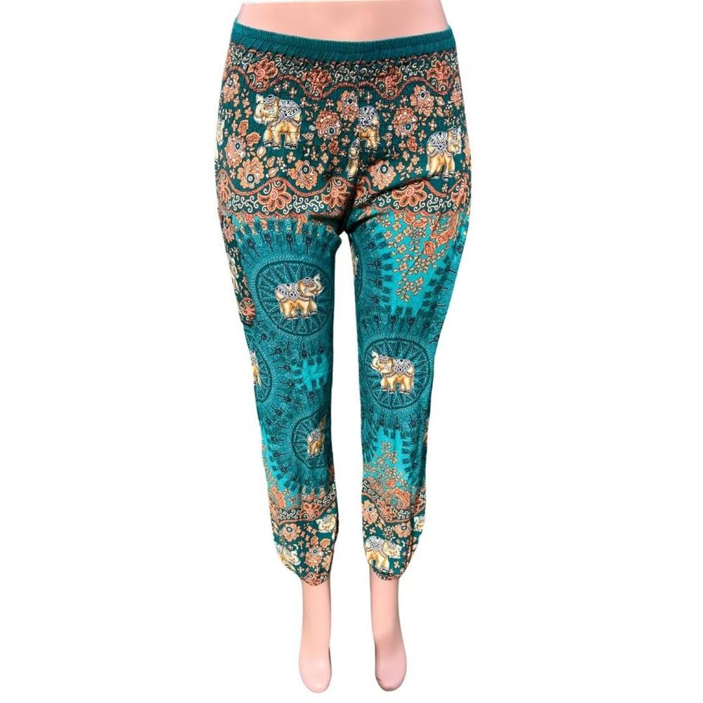 Earthbound hippie boho elephant print harem pants